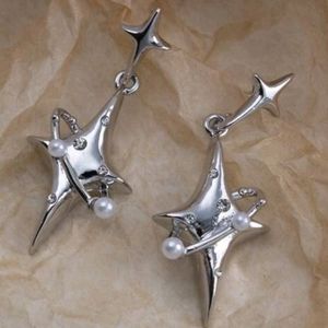 Starburst Rhinestone Pearl Earrings
